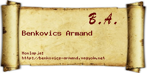Benkovics Armand névjegykártya