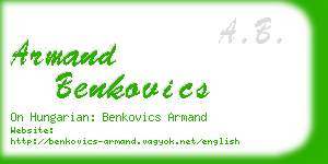 armand benkovics business card